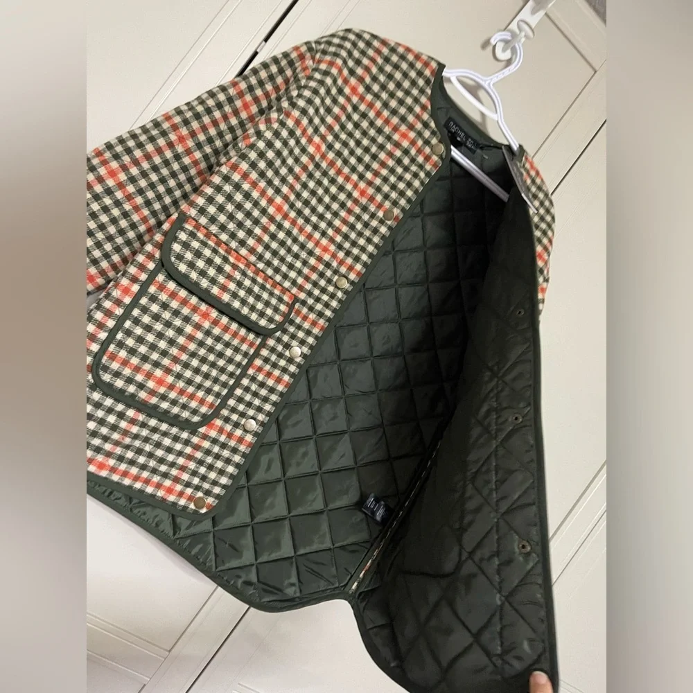 NWT Rachel Zoe Oversized Plaid Quilted Snap Down Wool Blend Jacket - Picture 3 of 11